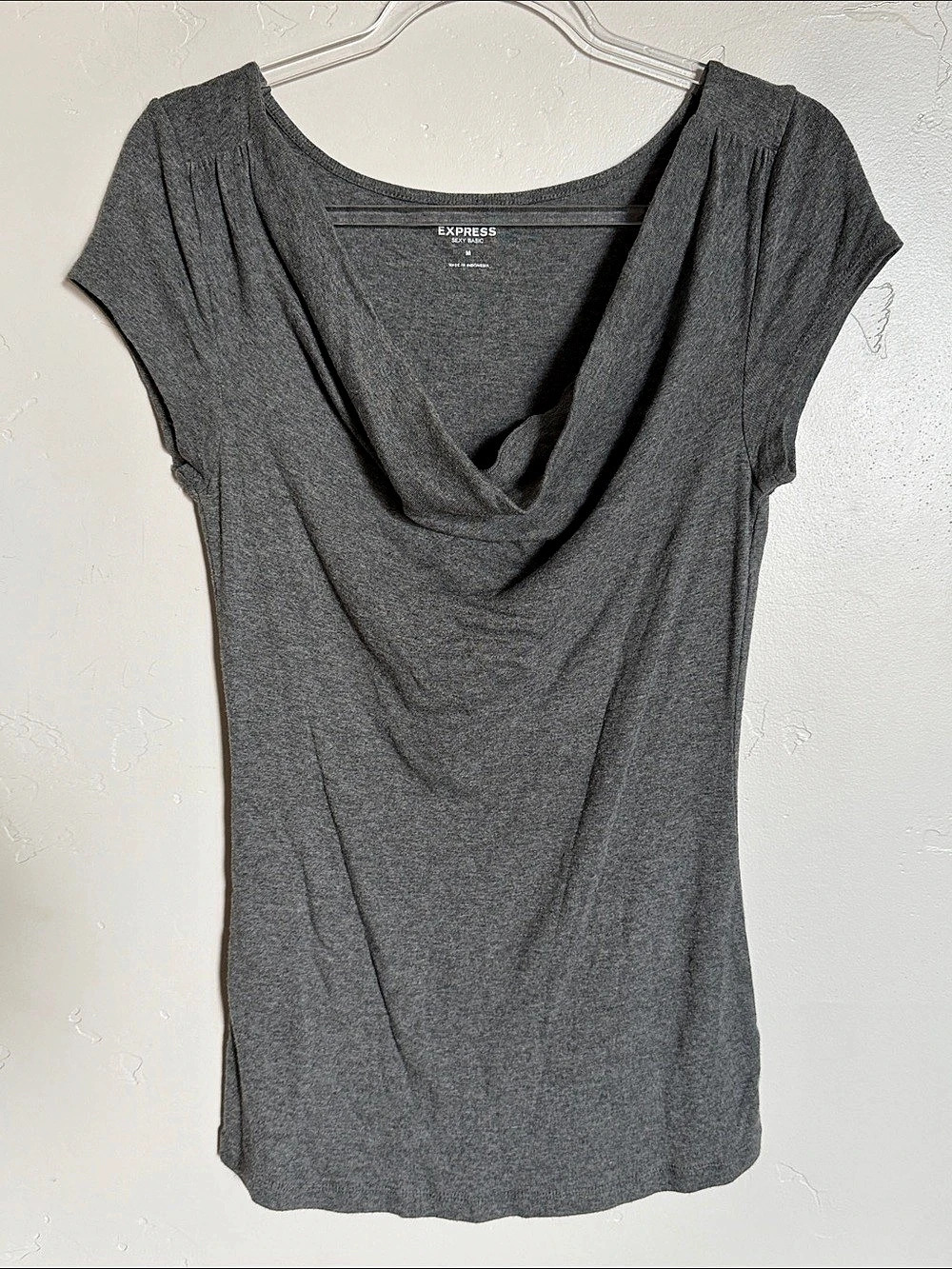 Express Sexy Basic Cowl Neck Tee Gray Medium